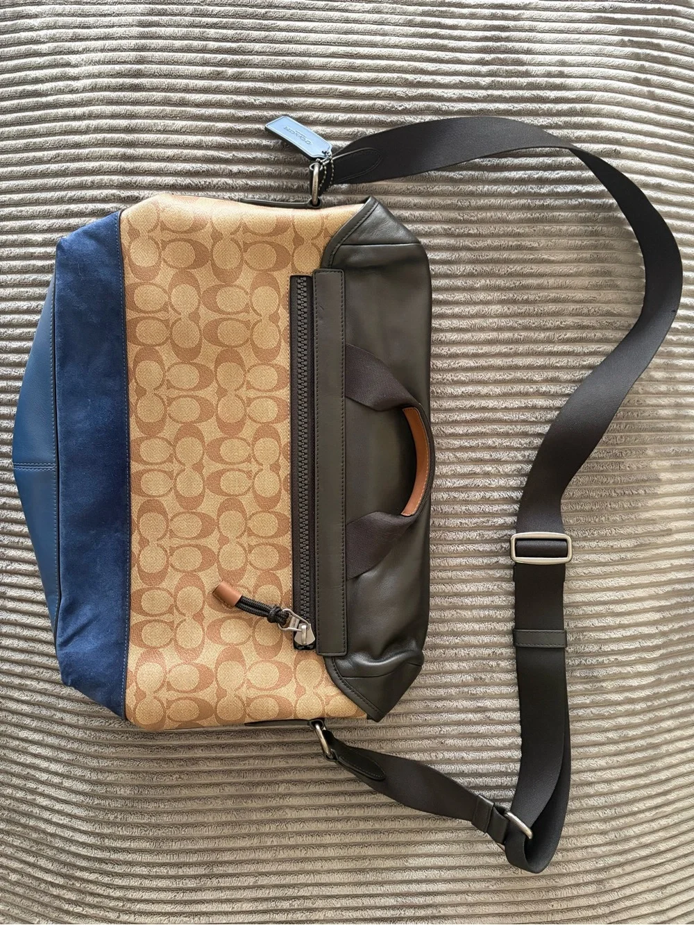 Coach Colorblock Messenger Bag in Brown, Tan, Orange and Blue
